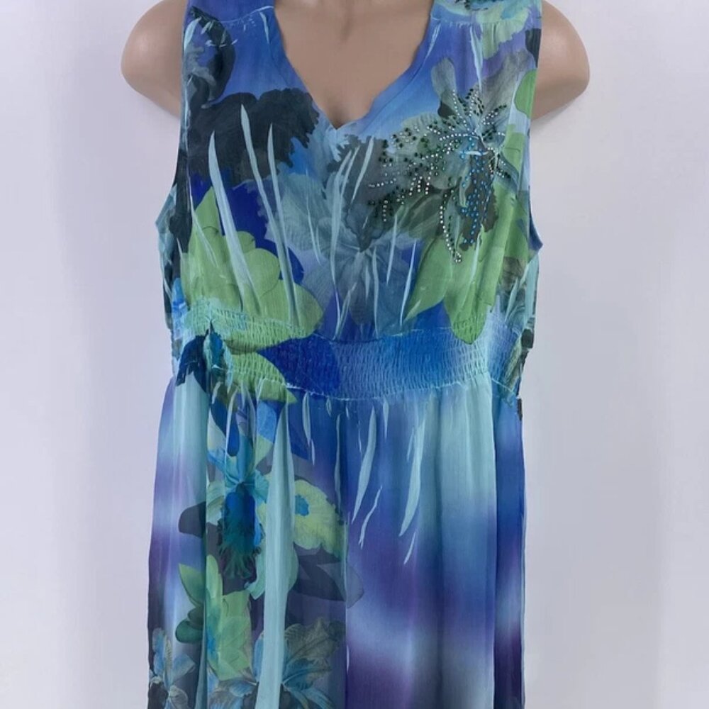 Catherines Womens Floral Sleeveless Dress with Shrug 24W